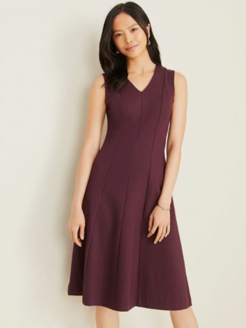 NWT Ann Taylor Sleeveless Burgundy Fit & Flare Dress
